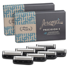 Jeremy's front packaging showing eight refill cartridges and clear branding for convenience
