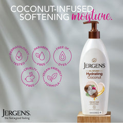 Applying Jergens lotion to hands to restore softness and combat dryness quickly