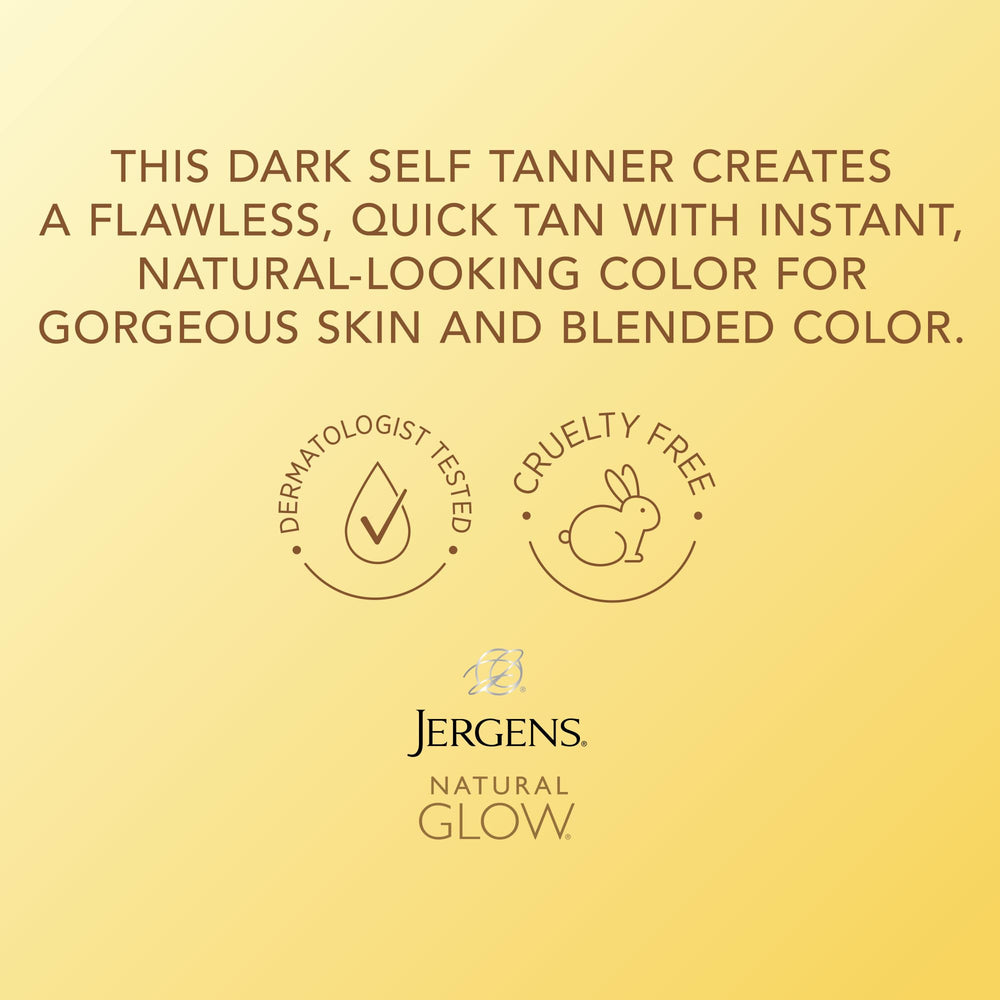 Jergens instant sun being applied to leg for even, natural-looking bronze