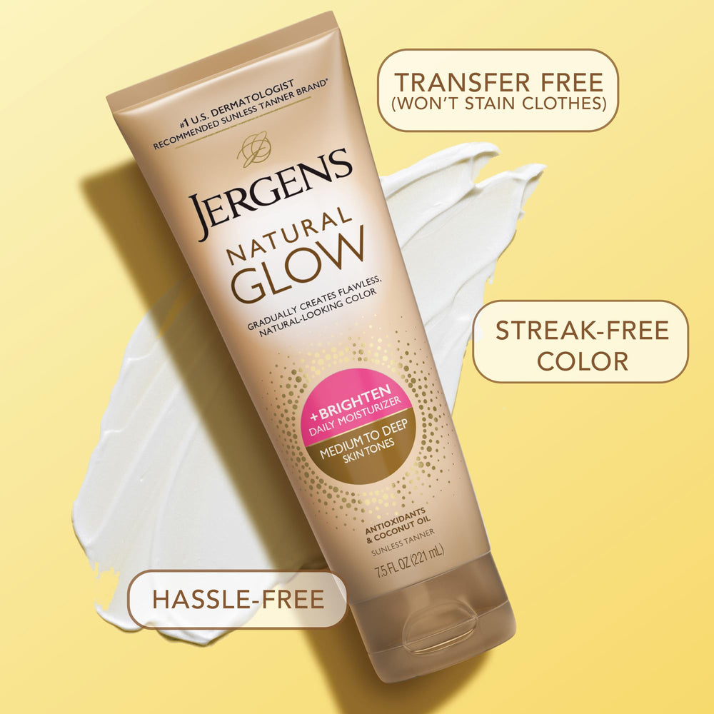 Jergens bottle placed between towels suggesting hydrated skin benefit