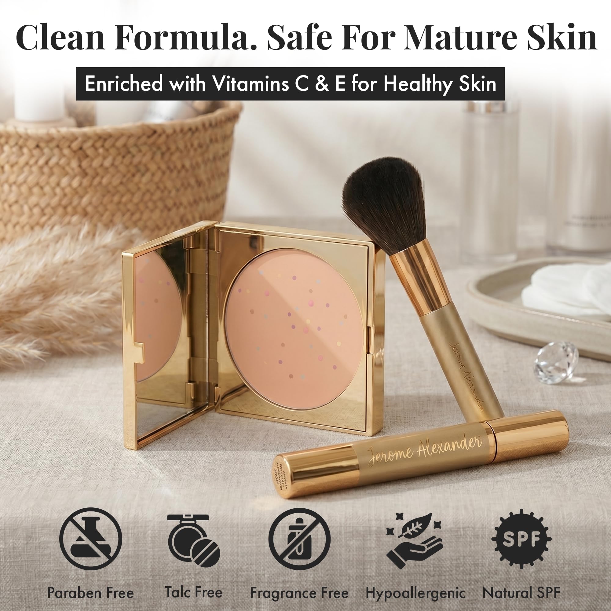 Jerome Alexander stubby brush and blending sponge set apply evenly for flawless blending