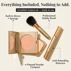 Jerome Alexander compact open with mirror reflecting application convenience and quick touchups