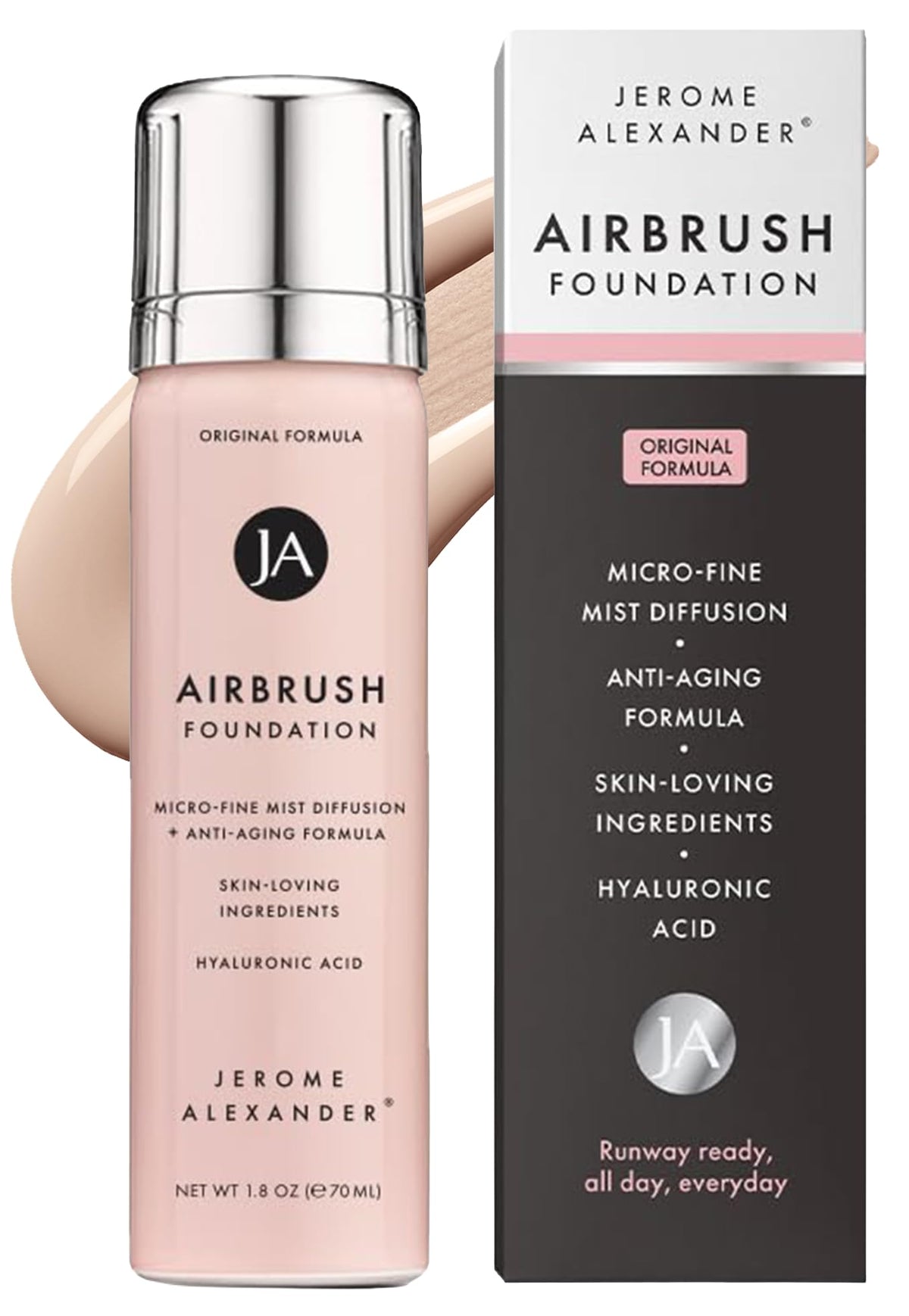 Jerome Alexander front packaging showing the Light shade and bottle benefit