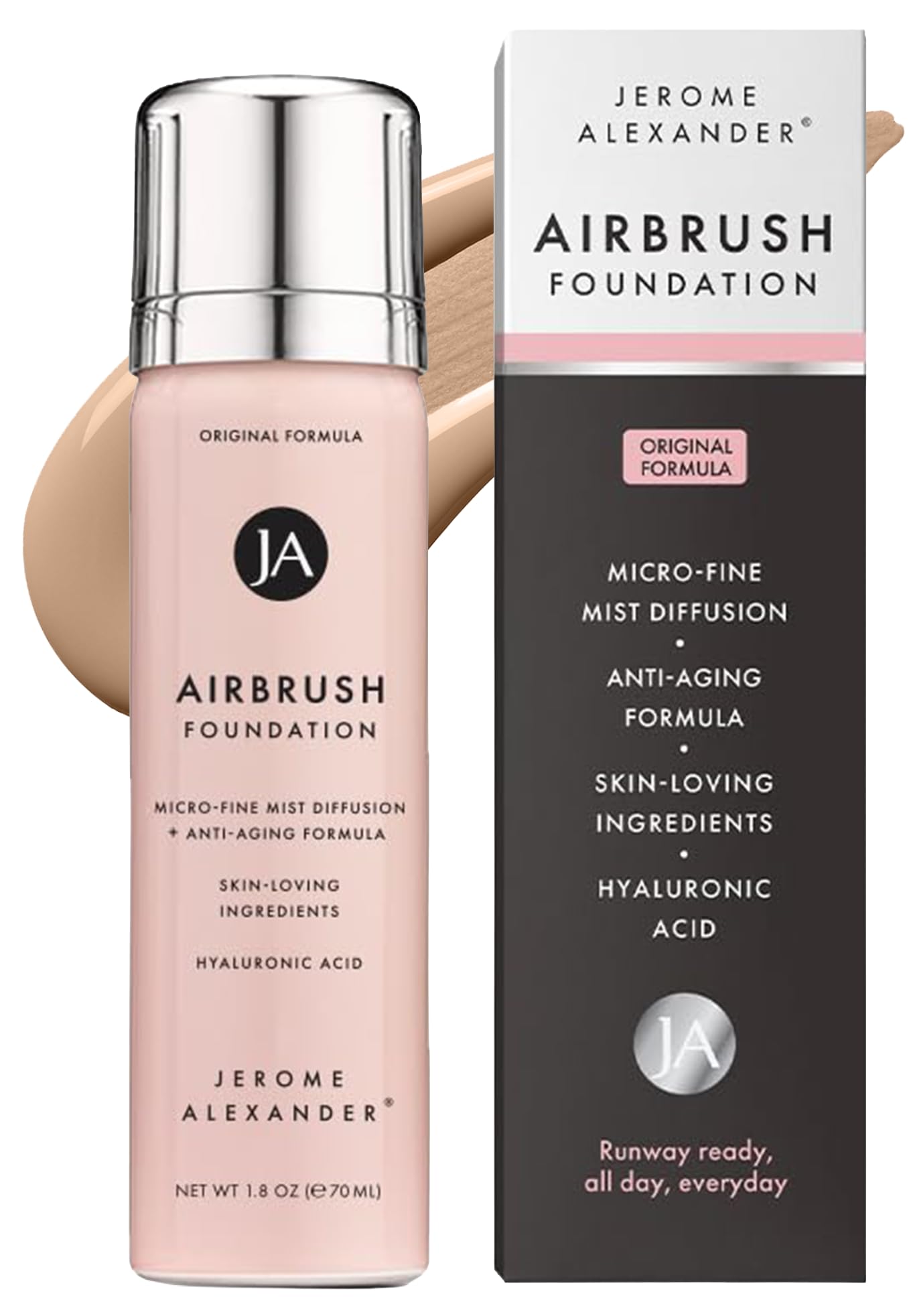 Jerome Alexander front packaging showing warm medium shade and easy application benefit