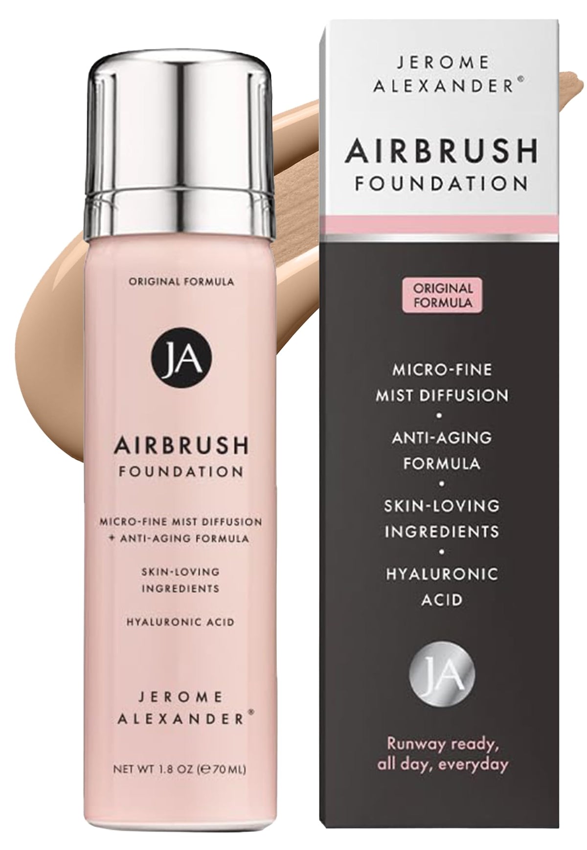Jerome Alexander front packaging showing warm medium shade and easy application benefit