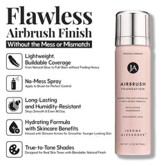 Jerome Alexander kabuki brush with spray kit demonstrating easy application