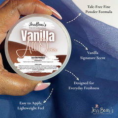 model applying JerrBear’s powder to arm to reduce friction and stay dry