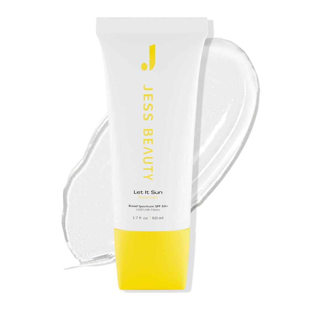 JESS BEAUTY front packaging showing SPF 50 and compact travel size benefit