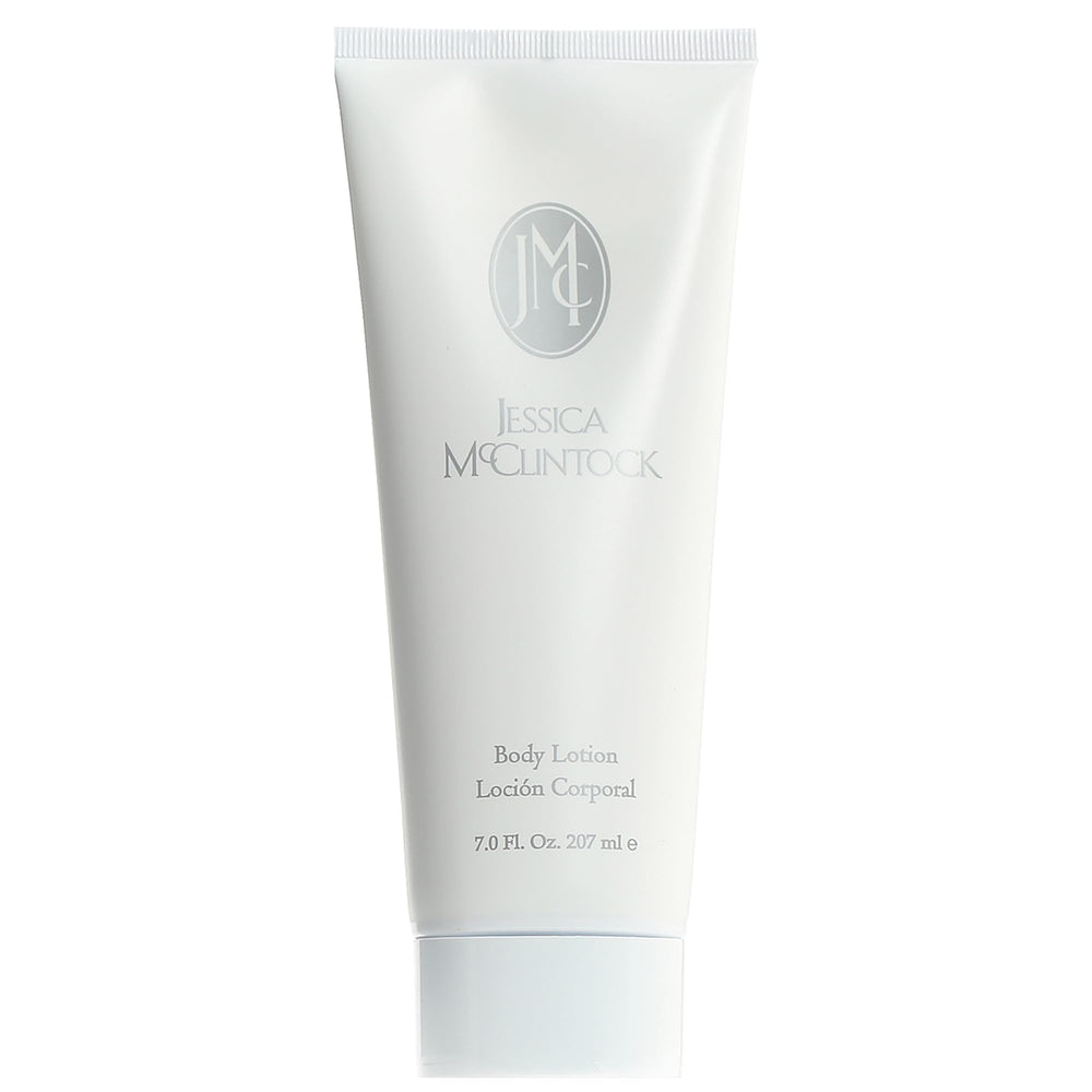 Jessica McClintock label and pump detail showing easy dispensing and branding