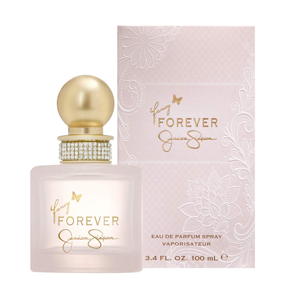 Jessica Simpson Fancy Forever bottle front view, elegant design and long-lasting scent