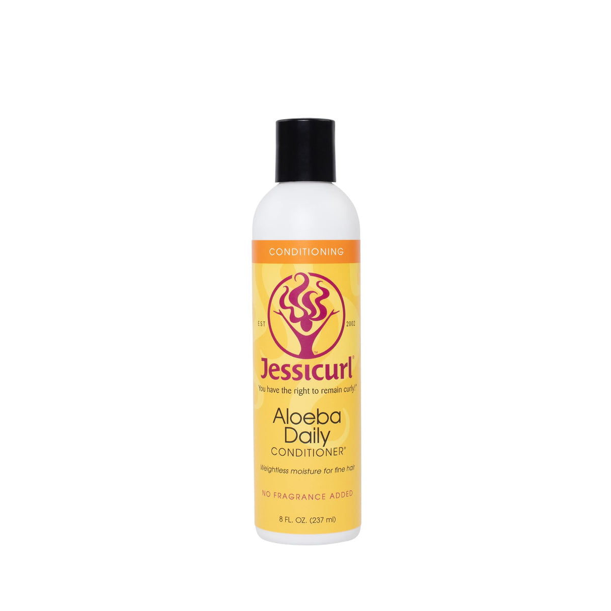 Jessicurl Aloeba front packaging showing clean bottle and label benefits