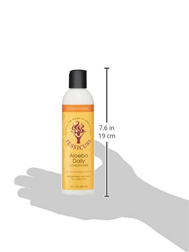 Jessicurl Aloeba next to an 8 fl oz scale for accurate size reference