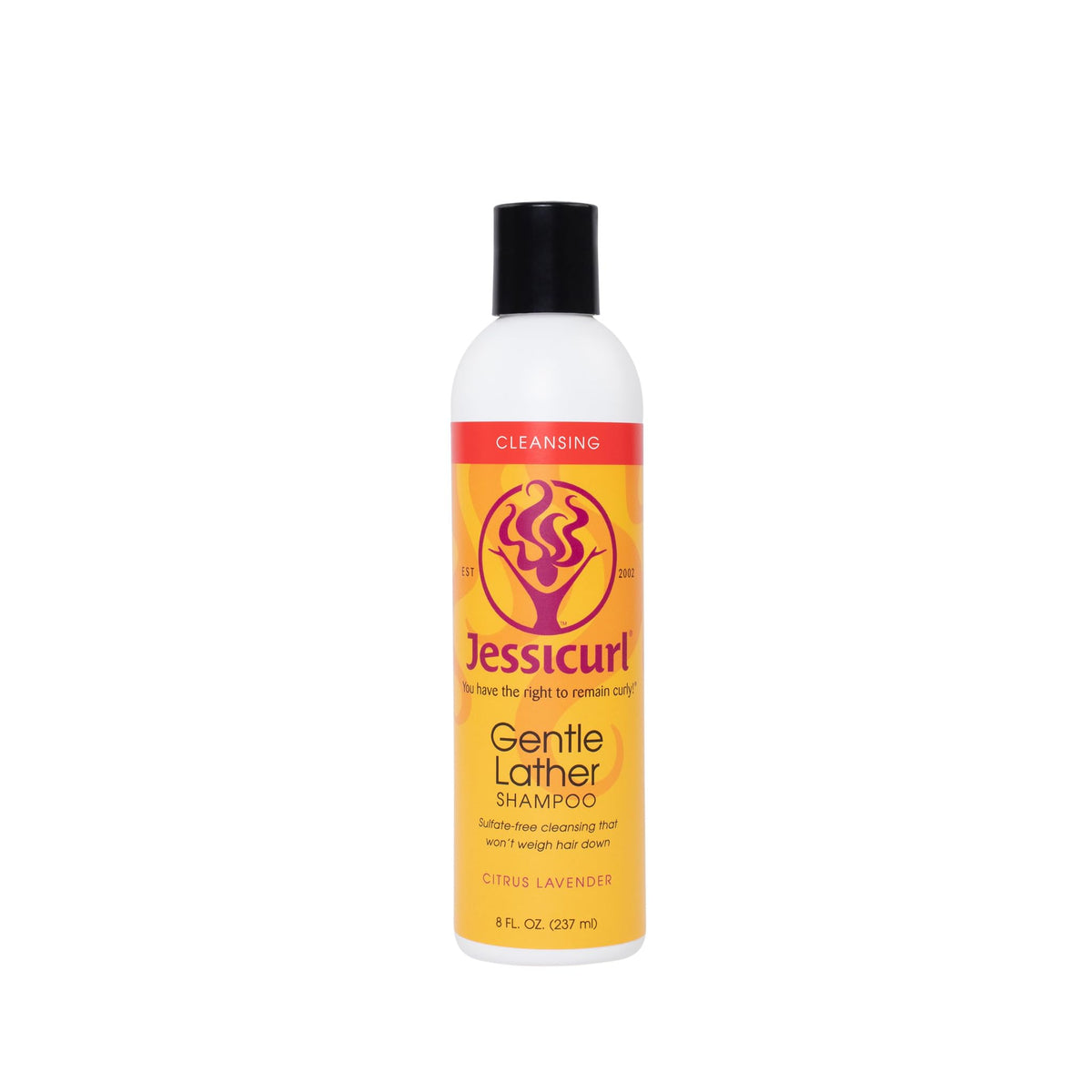Jessicurl bottle front view showing citrus lavender label and easy dispensing benefit