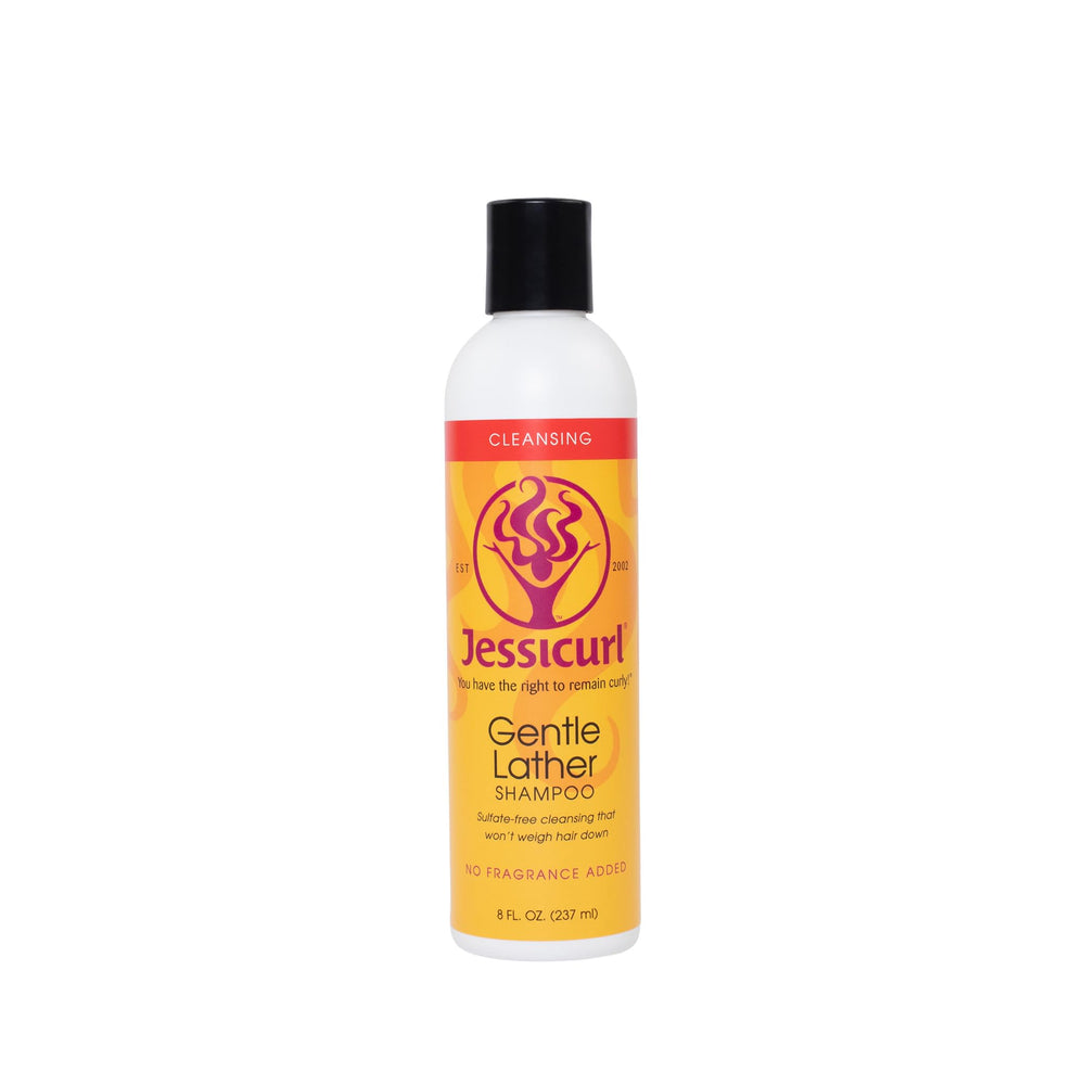 Jessicurl front packaging showing gentle lather shampoo benefits