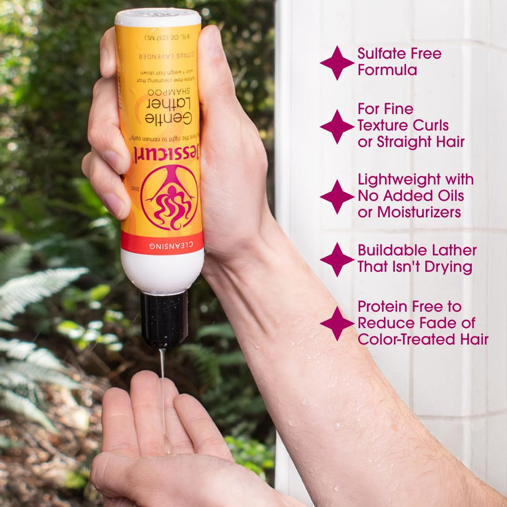 Jessicurl label close-up highlighting sulfate-free vegan formula