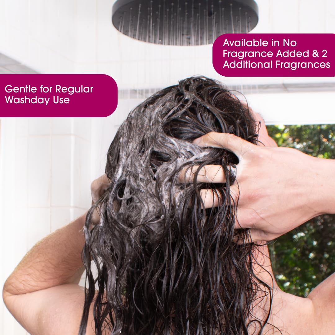 Jessicurl shampoo applied in hair demonstrating gentle foaming action