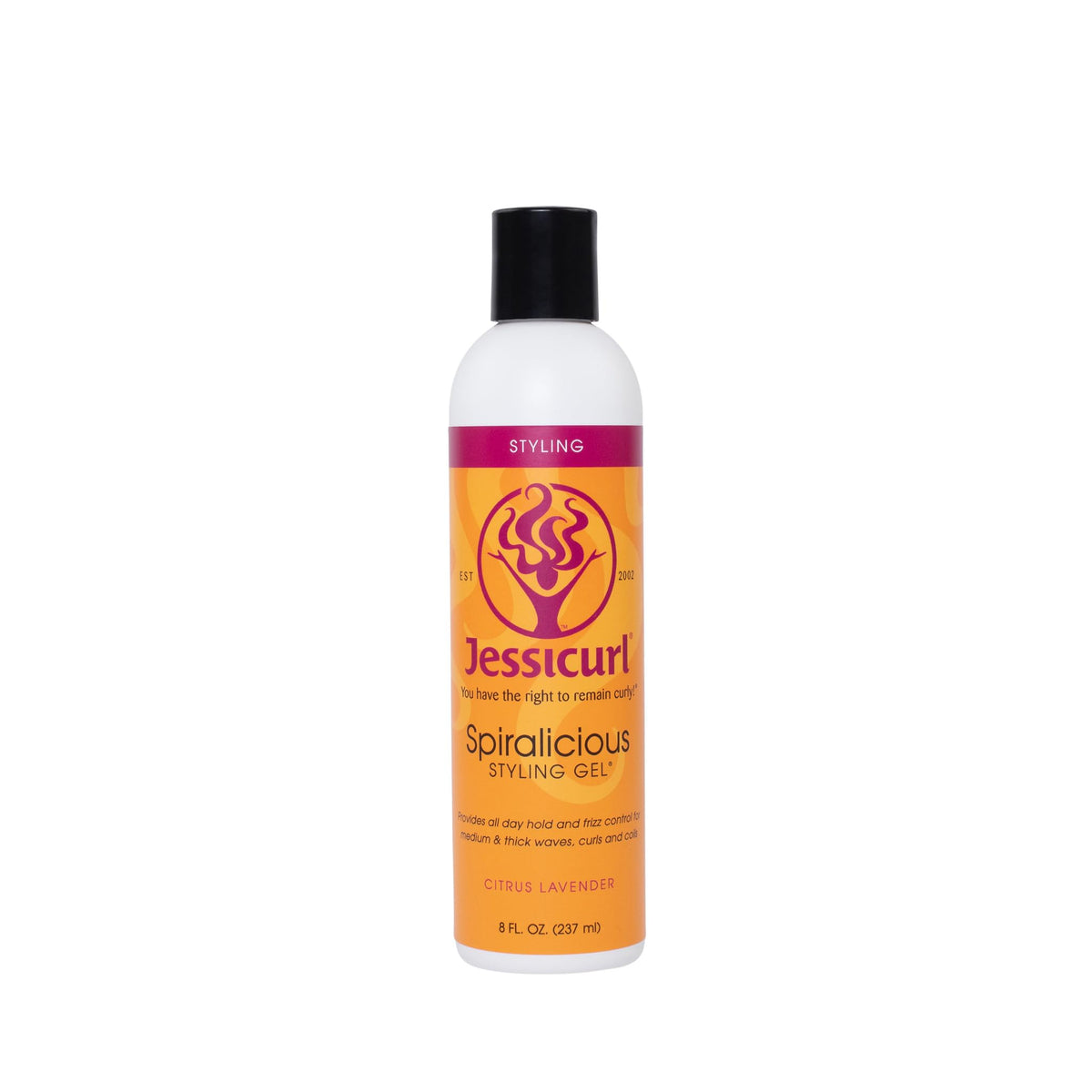 Jessicurl Spiralicious front bottle showing label and citrus lavender scent benefits