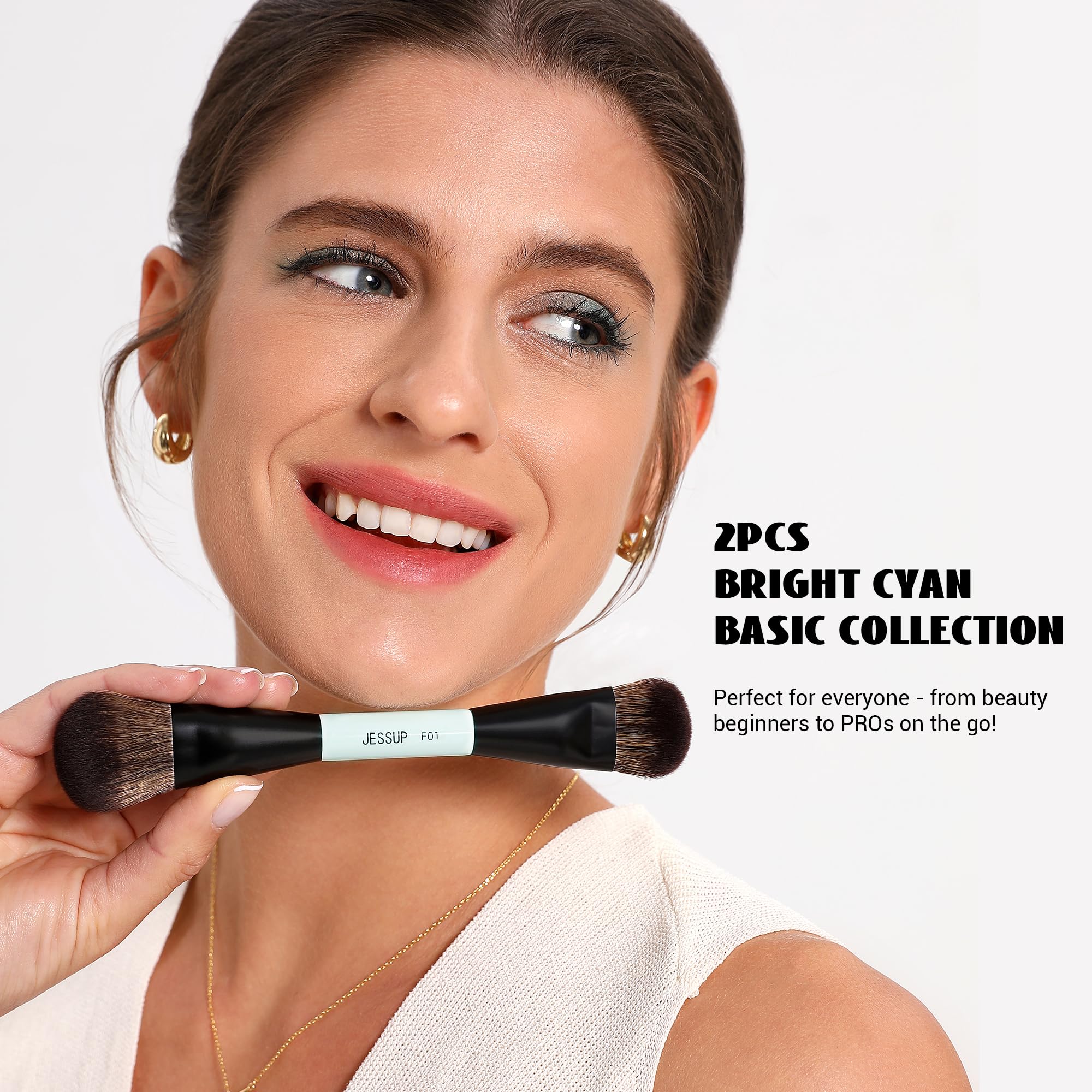 Jessup angled face brush close-up illustrating contouring control and smooth application