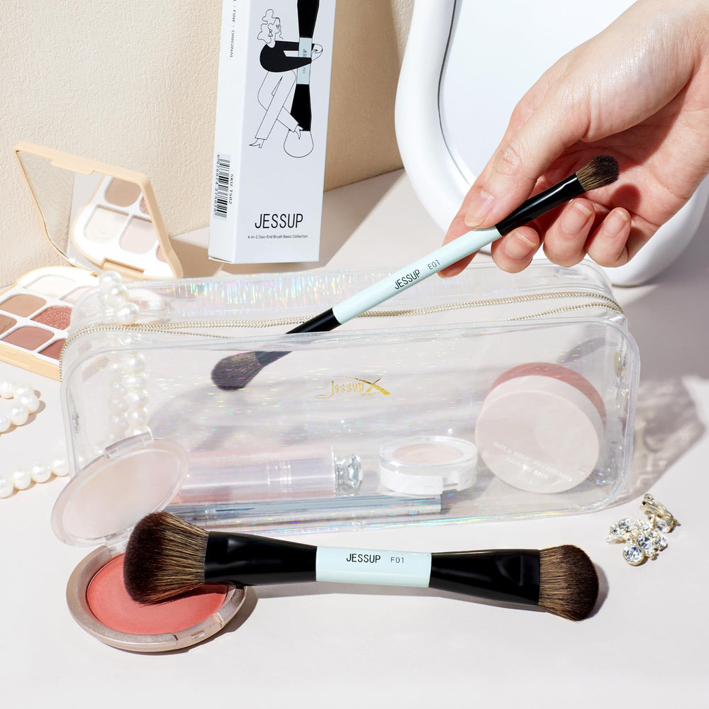 Jessup brushes in hand for scale to illustrate portability and easy storage