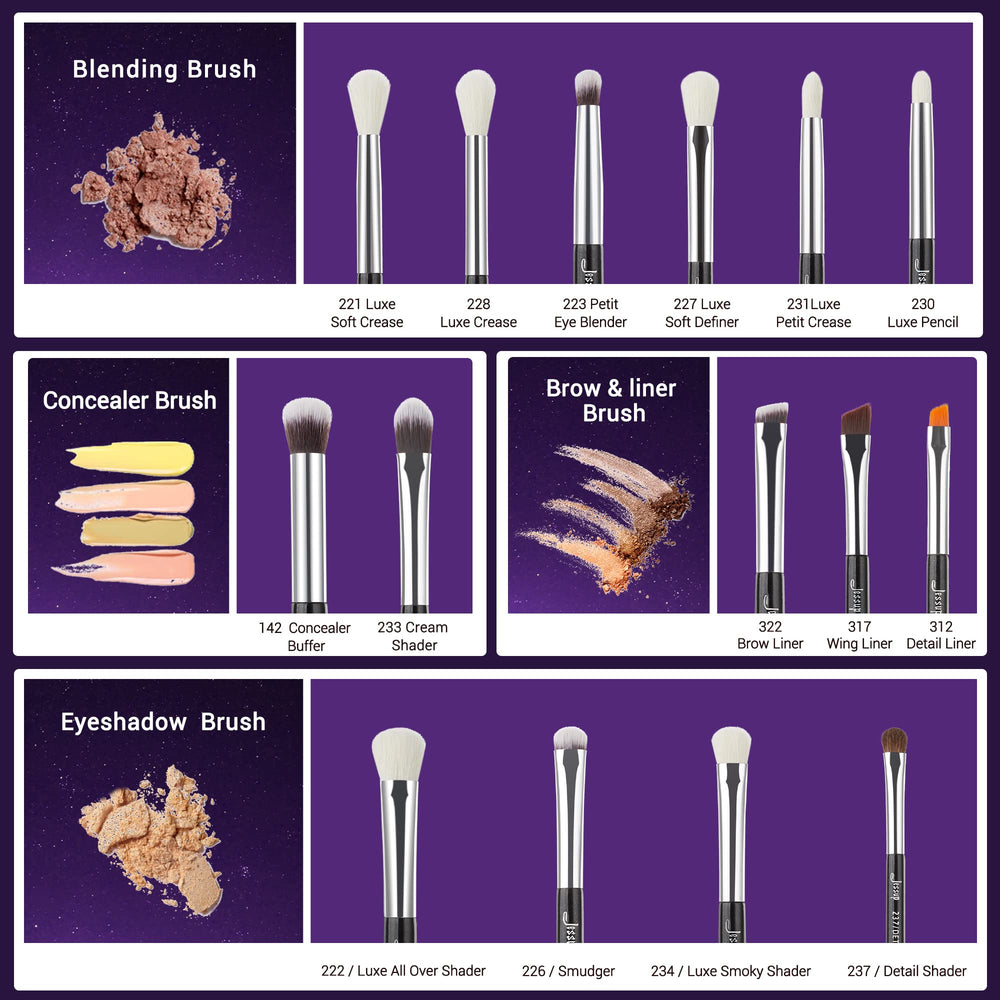 Jessup close-up of brush head showing soft high-density bristles for smooth blending