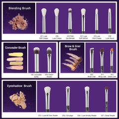 Jessup close-up of brush head showing soft high-density bristles for smooth blending