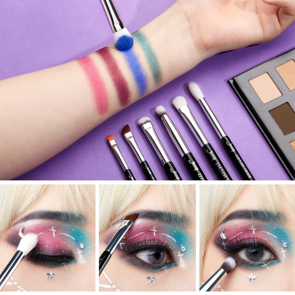 Jessup full brush set laid out to show included shapes for every eye technique