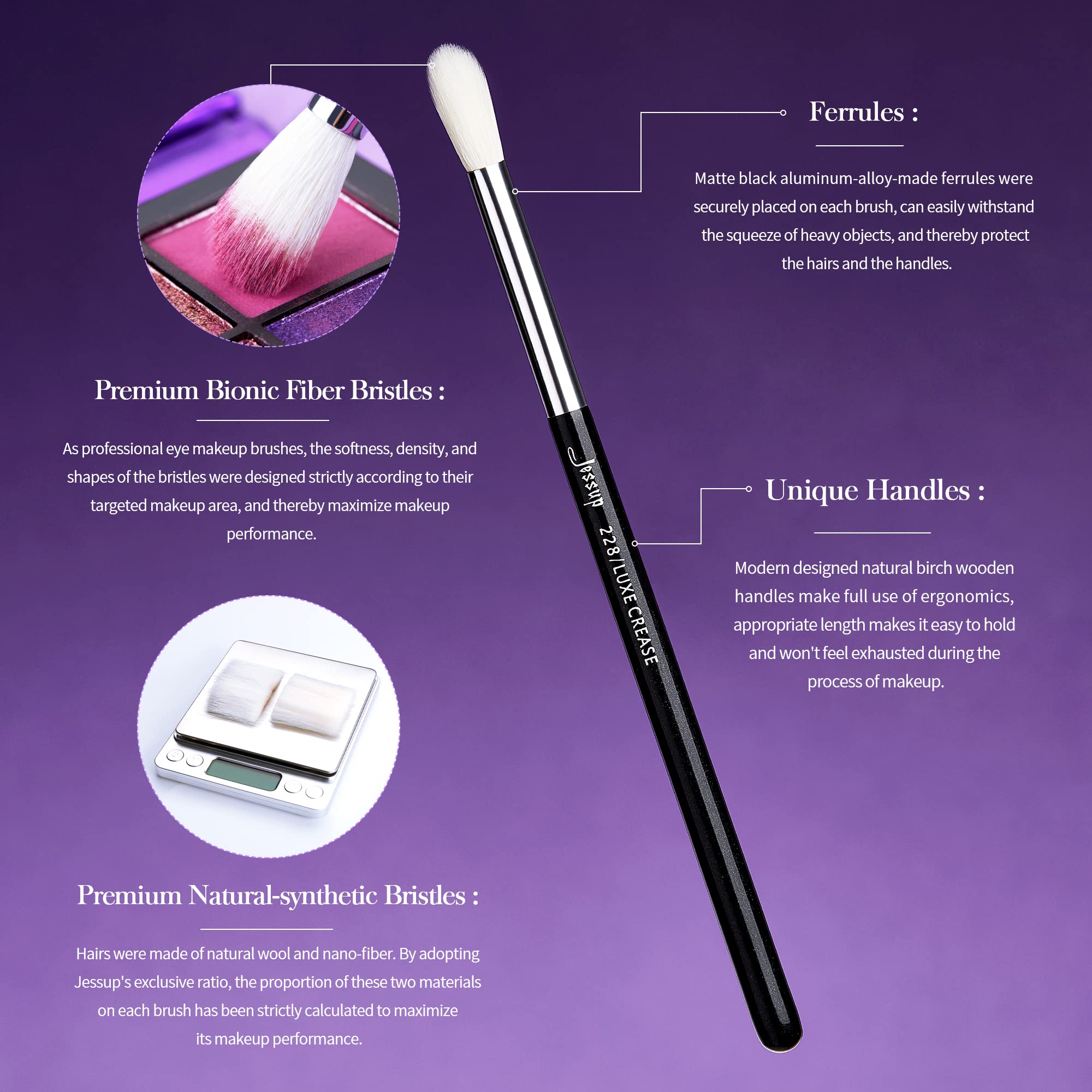 Jessup birch handle and aluminum ferrule detail offering comfortable control and durability