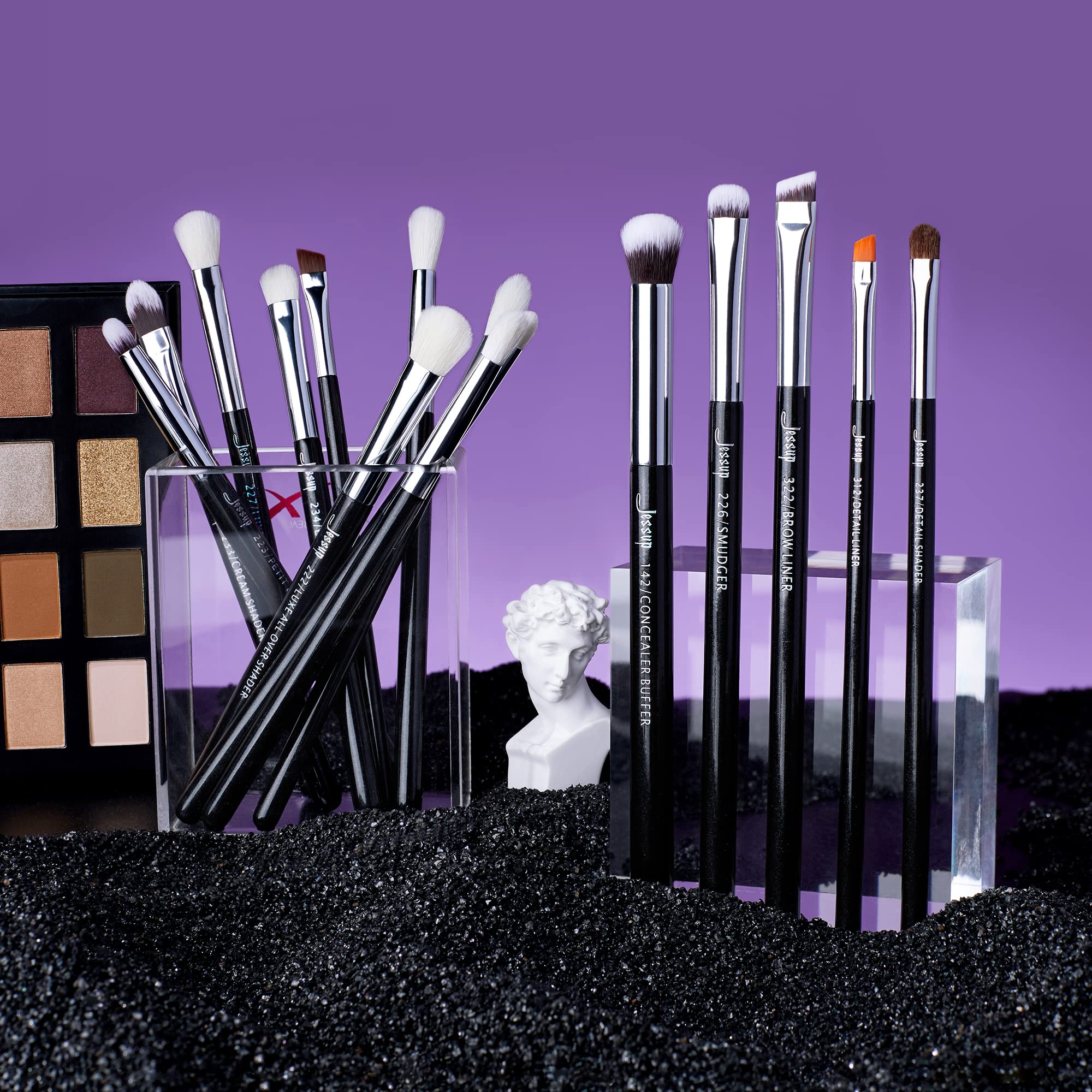 Jessup eyeliner brush applying precise liner for sharp definition and control