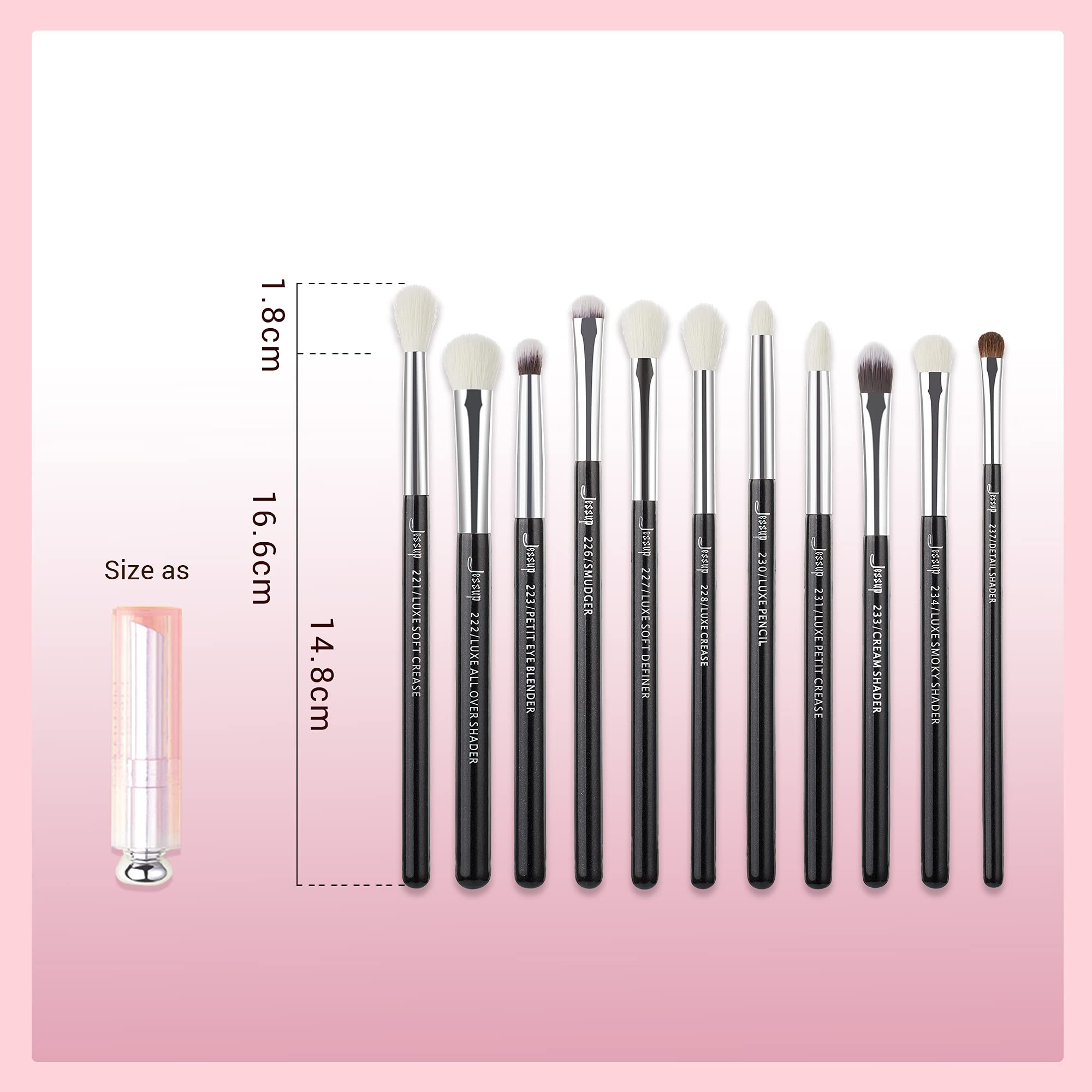 Jessup brushes beside a coin to show compact size and portable professional kit