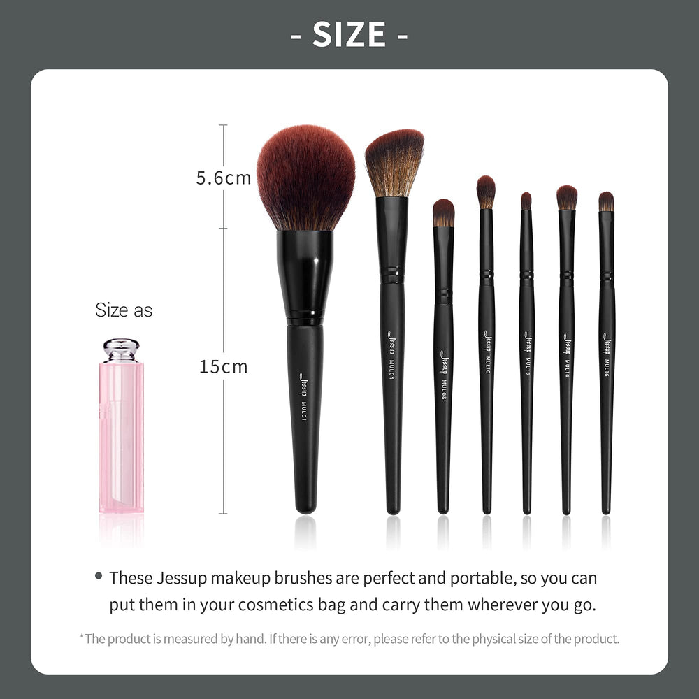 Jessup T271 brushes held in hand for scale and travel-friendly size