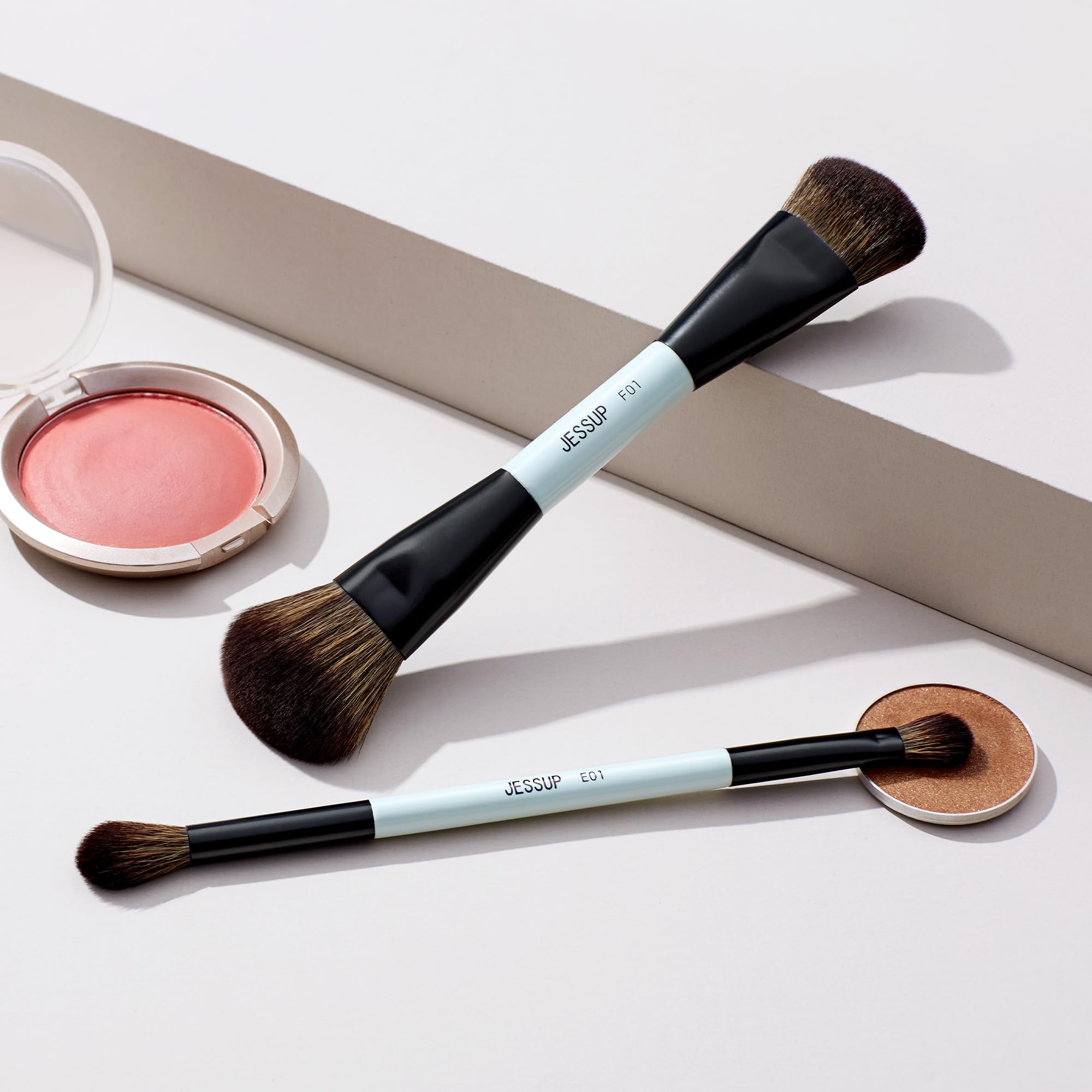 Jessup using brush to apply foundation demonstrating even coverage and fast application