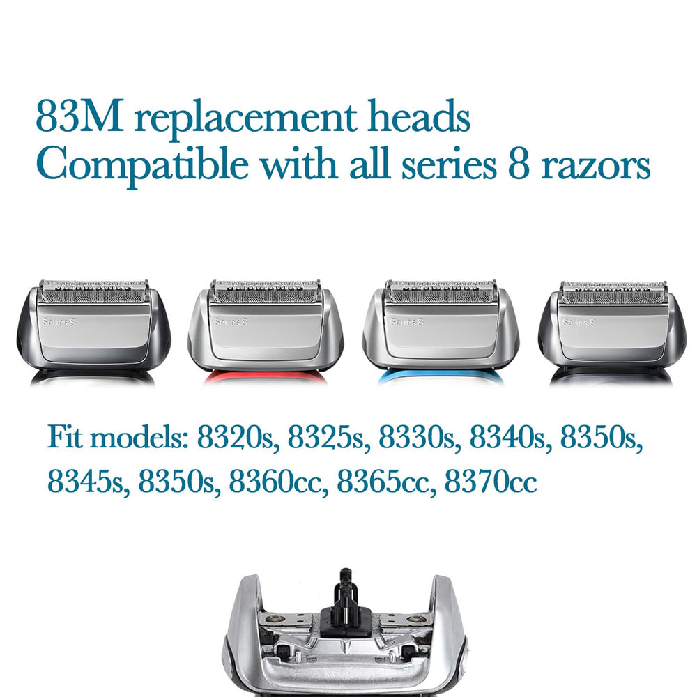JEVONG replacement head beside Series 8 razor showing correct size and compatibility