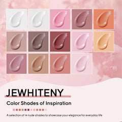 JEWHITENY 14 colors open pots showing natural shades for versatile manicures