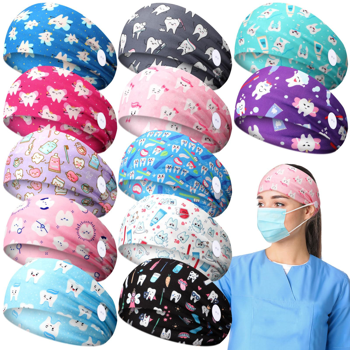 Jexine front packaging showing 12 assorted headbands and variety benefit