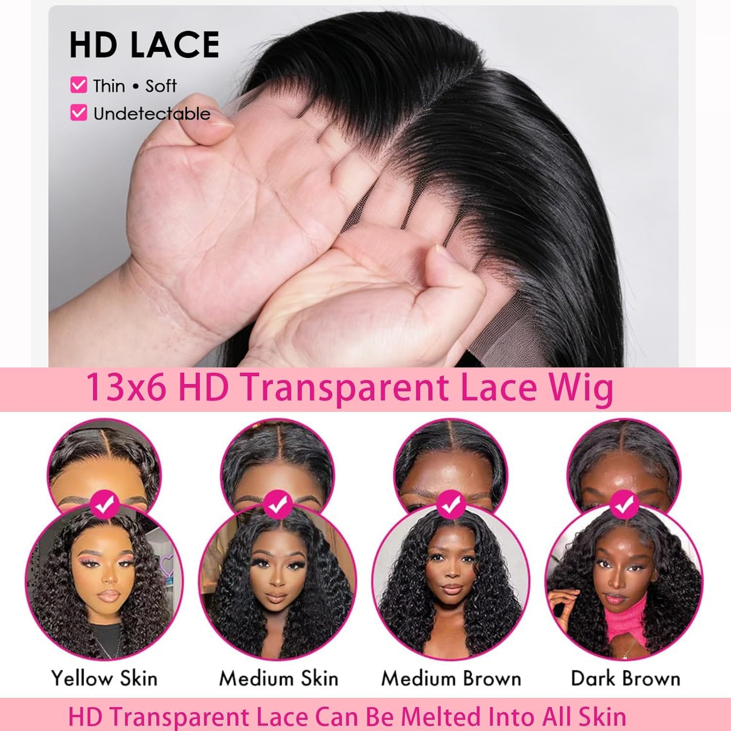 JFOOHD wig cap interior showing adjustable straps and combs for secure fit