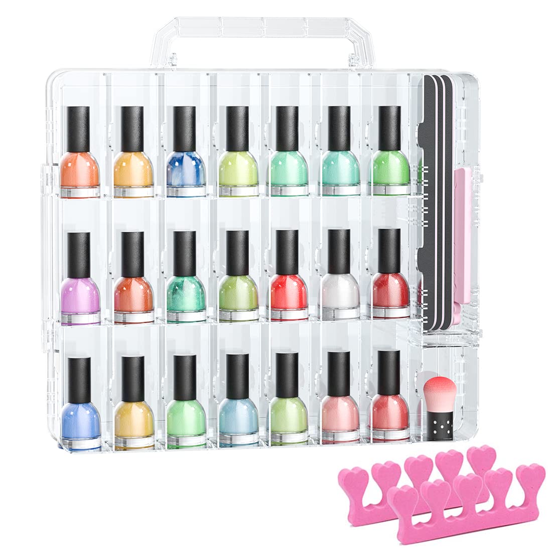 JIASHENG front view showing clear case and organized bottles for fast selection