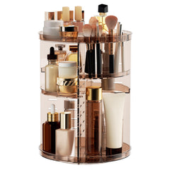Jiavarry front view of clear rotating organizer showing neat storage benefit