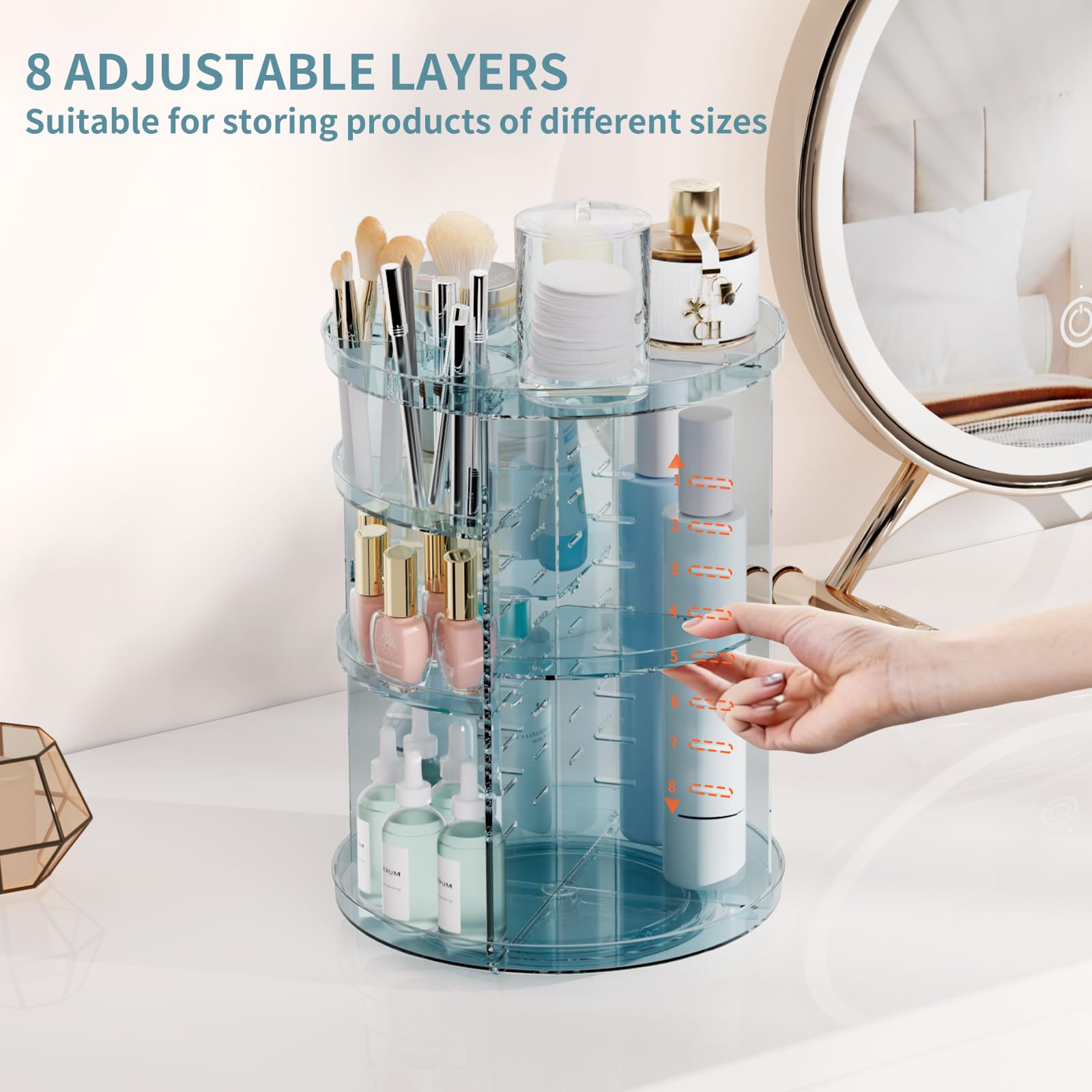 Jiavarry top plate and compartment layout for neat storage and easy reach
