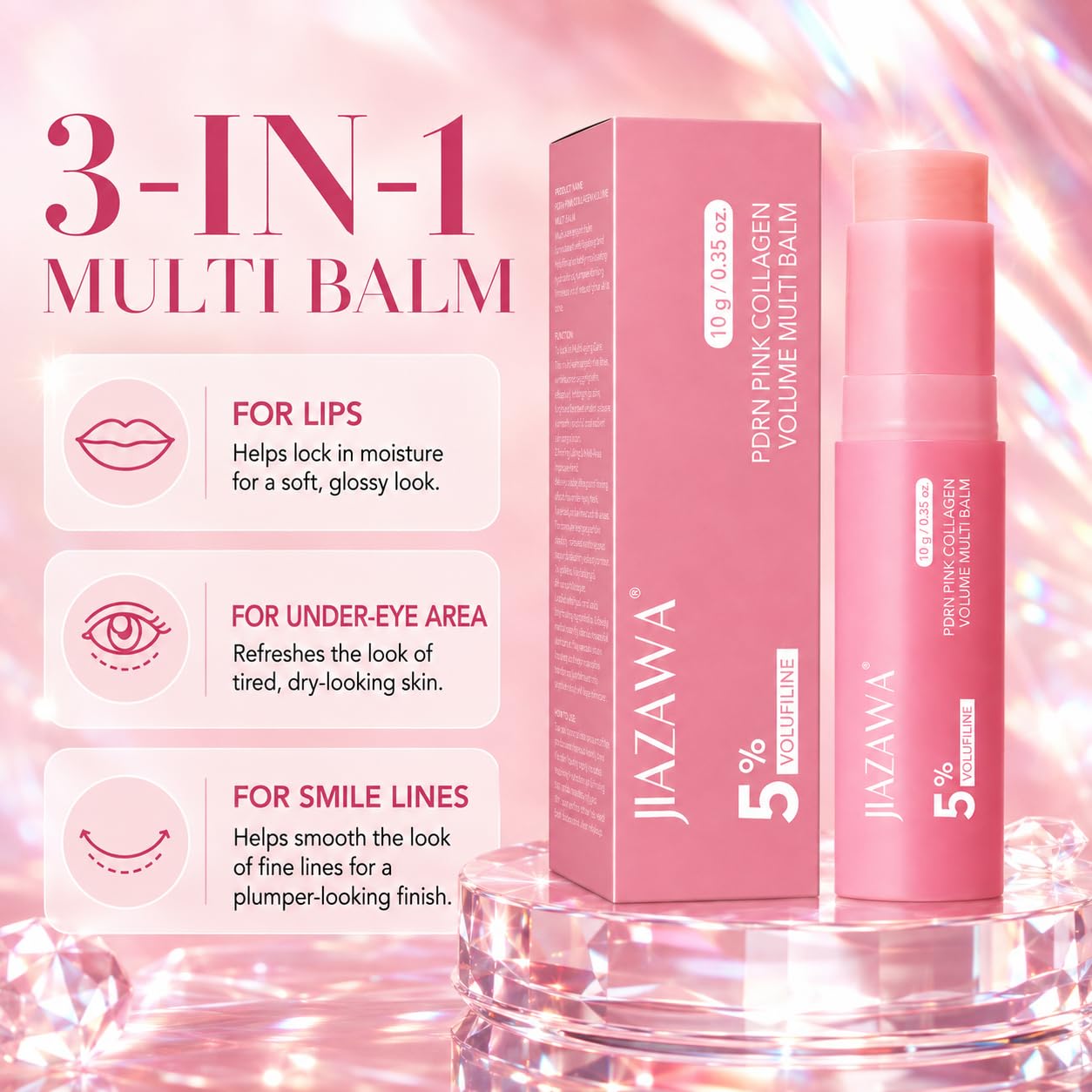 JIAZAWA multi balm stick open close-up displaying smooth applicator and easy use benefit
