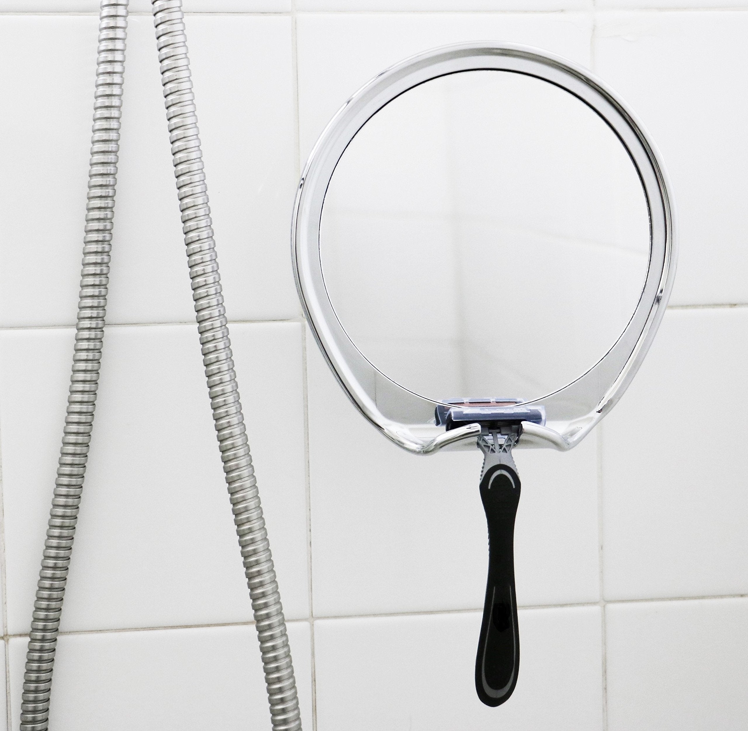 JiBen mirror in shower environment showing fog-free clarity