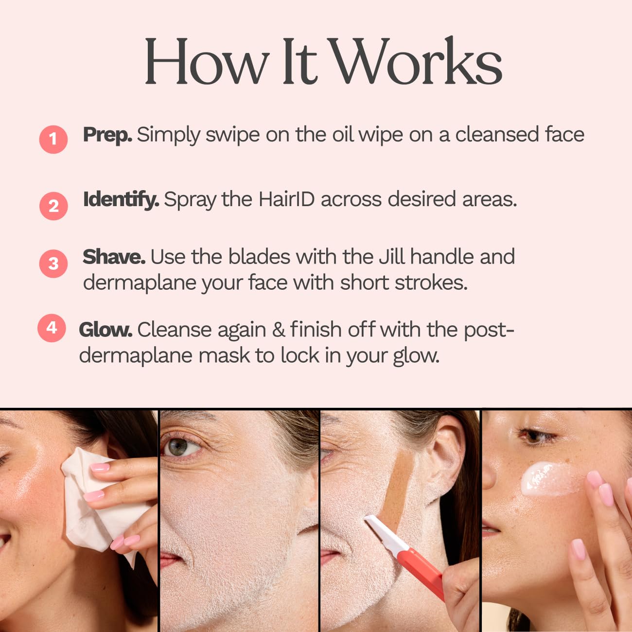 JILL highlighting eyebrow hairs for precise shaping and trimming
