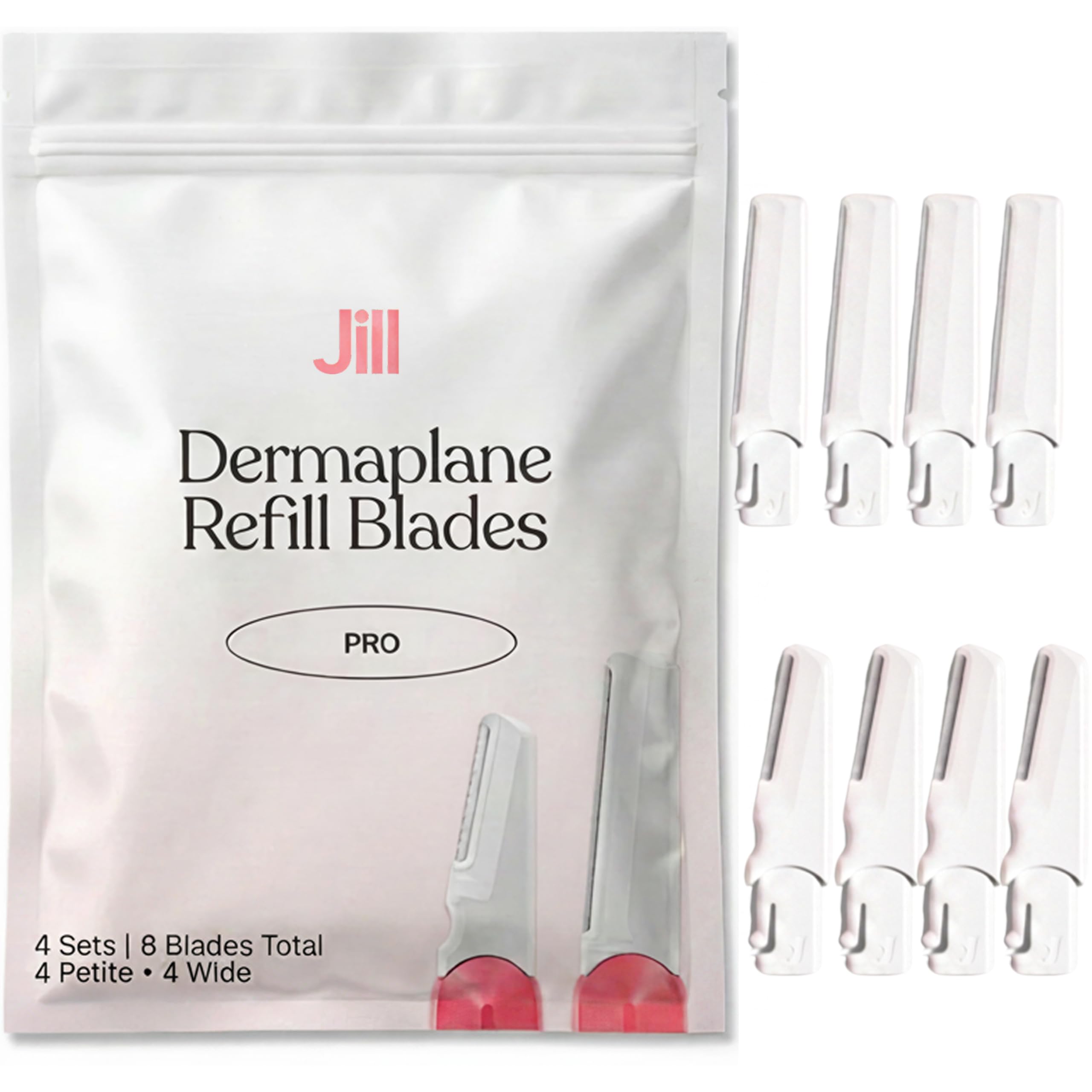 JILL front packaging showing eight refill blades and benefits