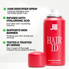 JILL mist on skin highlighting fine hairs for clearer shaving