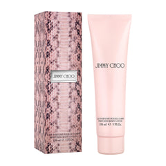 Jimmy Choo label and pump detail highlighting easy dispensing and travel convenience