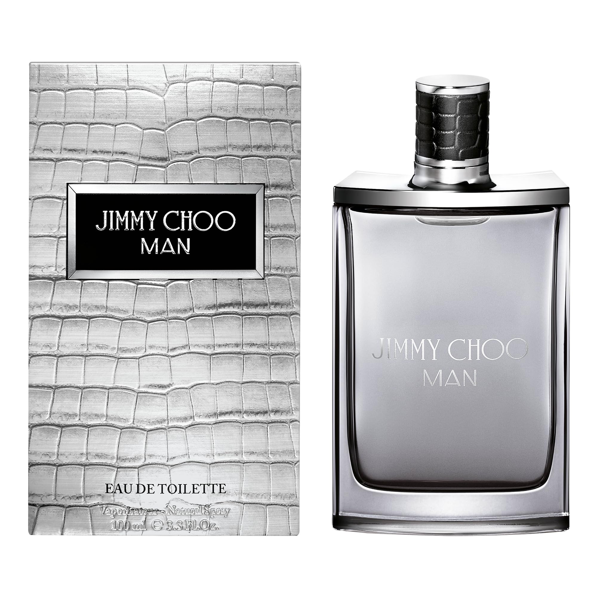 Jimmy Choo close-up of brushed matte silver finish emphasizing premium detail