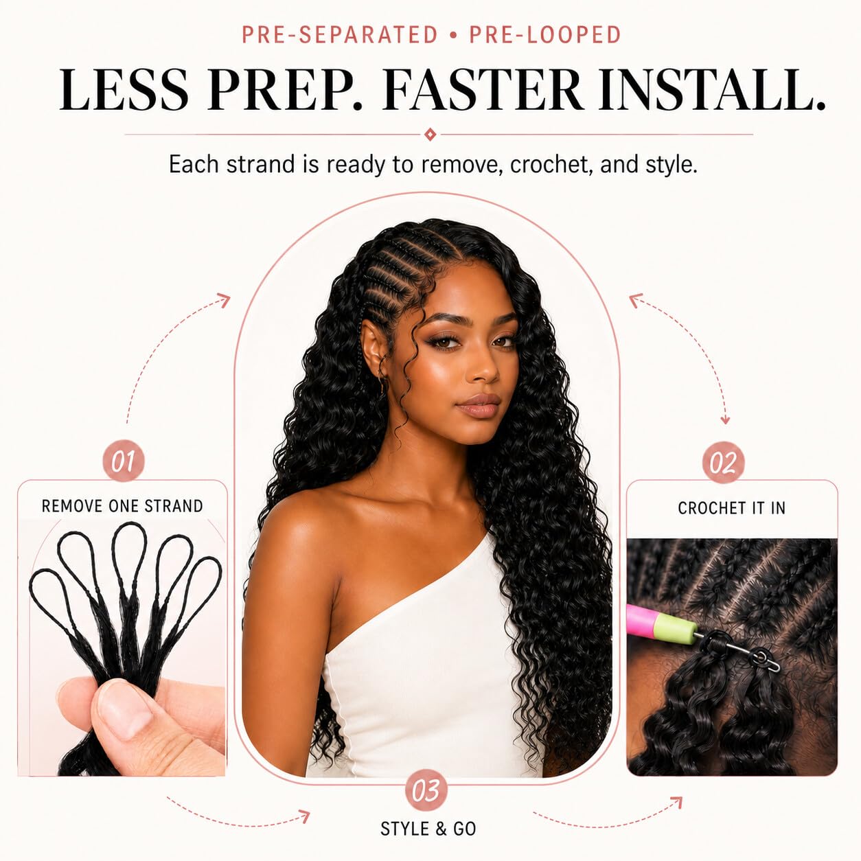 Jinhui styled half-up look showing natural blend and movement