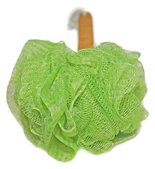 JINS-Hung loofah in use scrubbing back to reach and cleanse hard-to-access areas