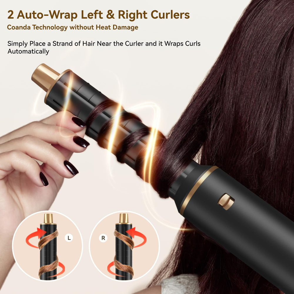 JINYAWA auto-wrap curler in action wrapping hair for effortless curls and volume