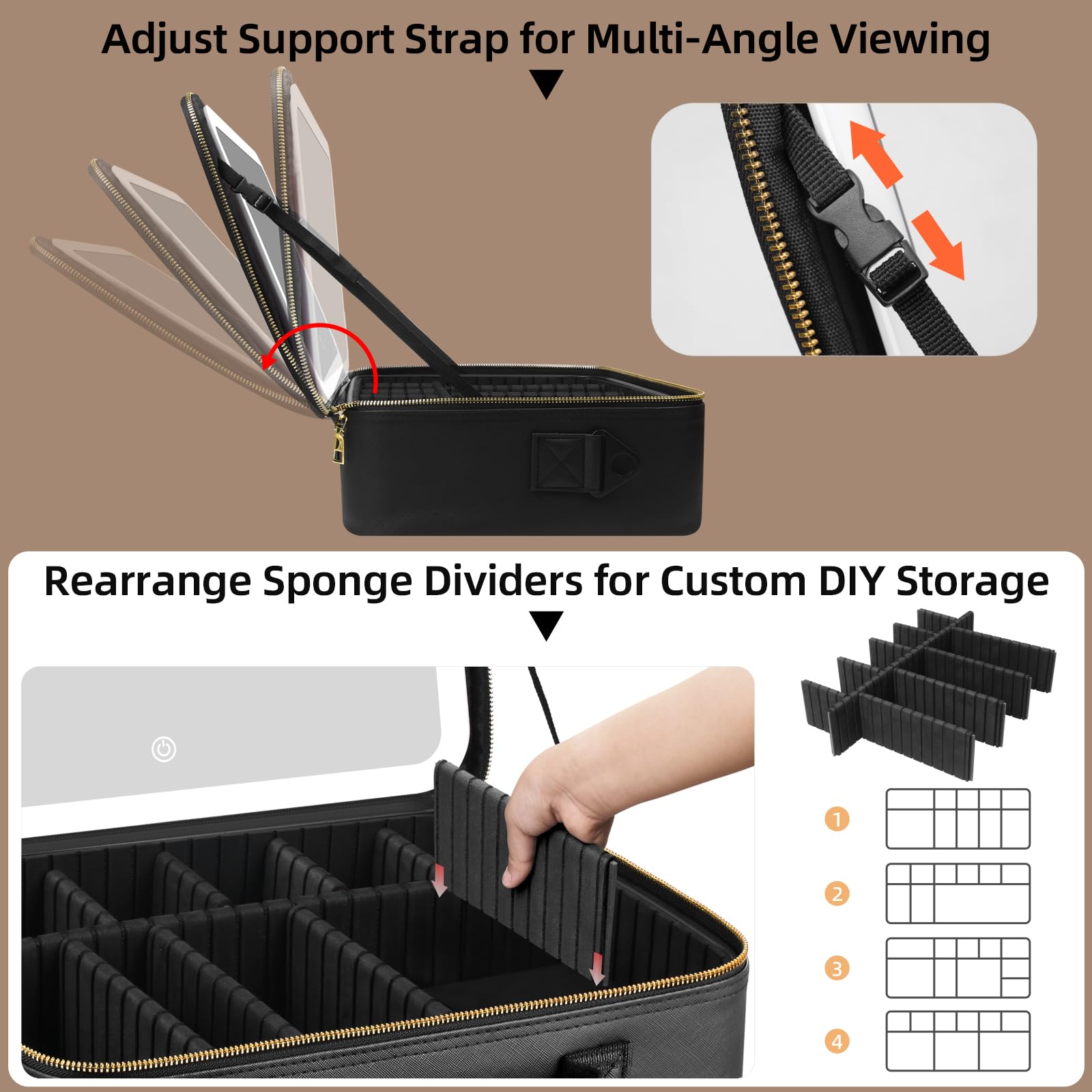 JJhxr brush slots with clear cover keeps brushes protected and tidy