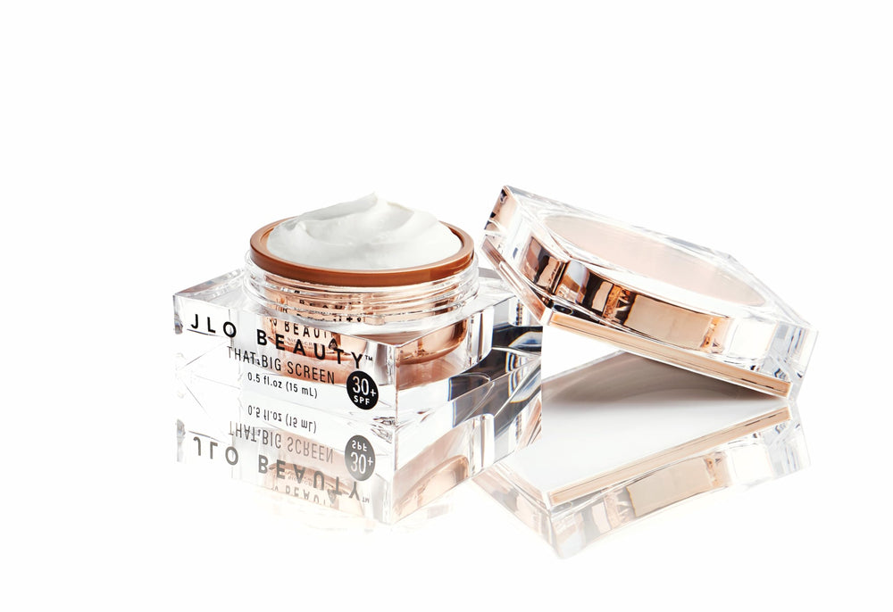 JLO BEAUTY ingredient label highlighting hyaluronic acid and antioxidants